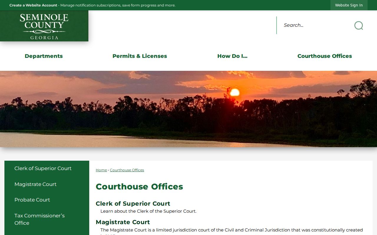 Seminole County courthouse office directory with court links