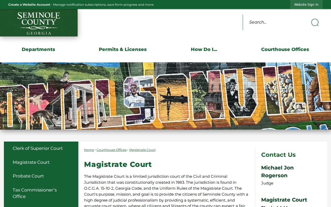 Seminole County arrest warrant Magistrate Court page
