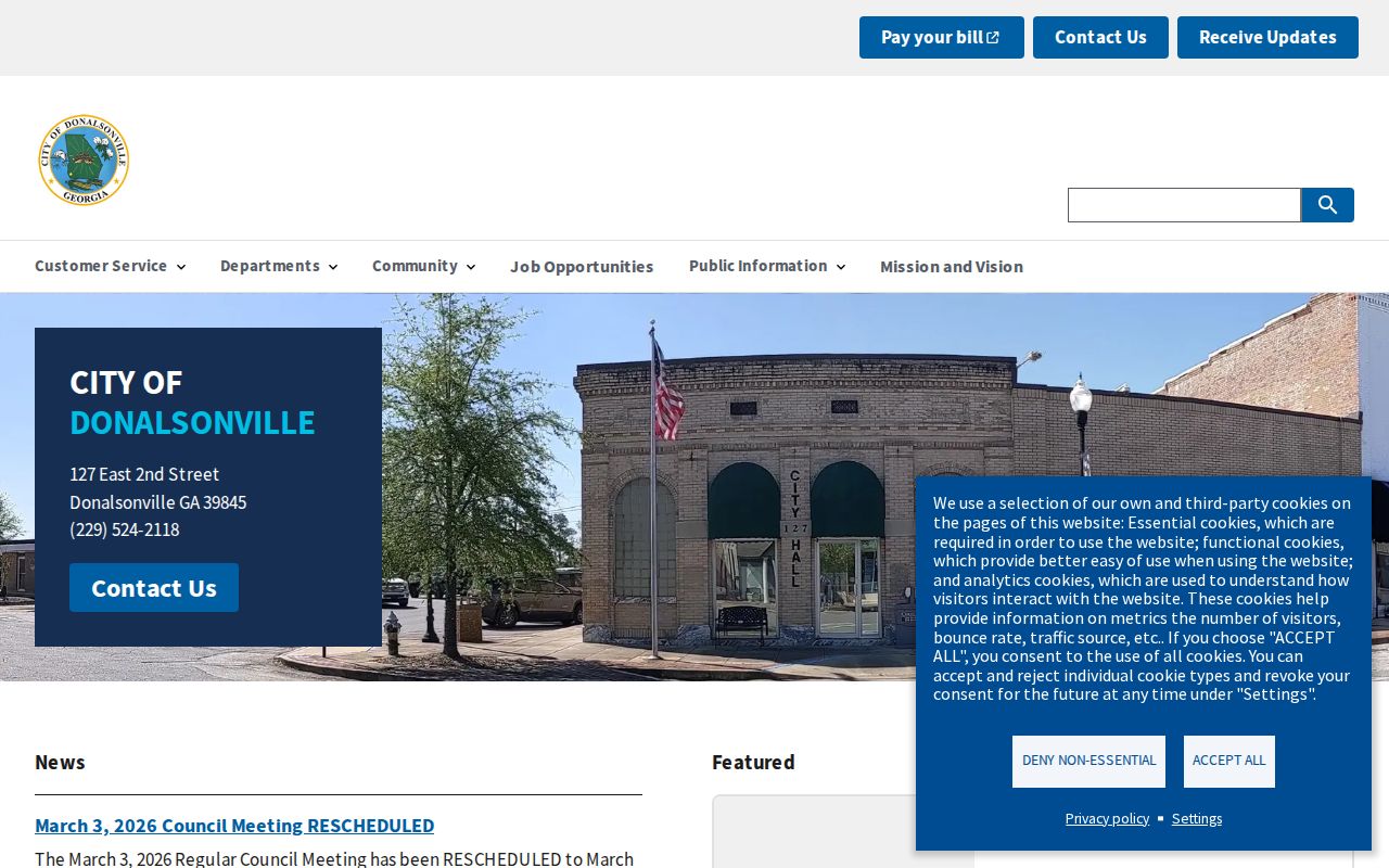 Donalsonville warrant records routes on the official city home page
