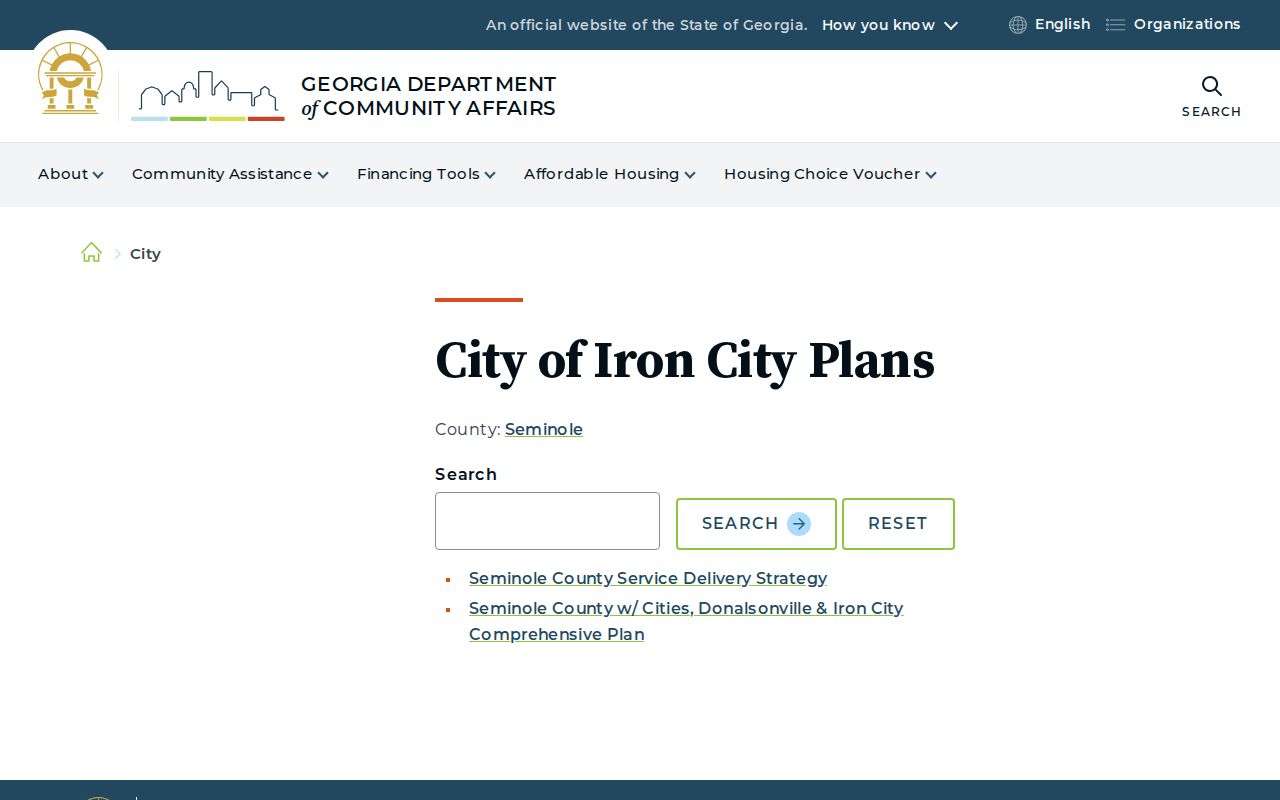 Iron City warrant records context on the Georgia DCA municipal page