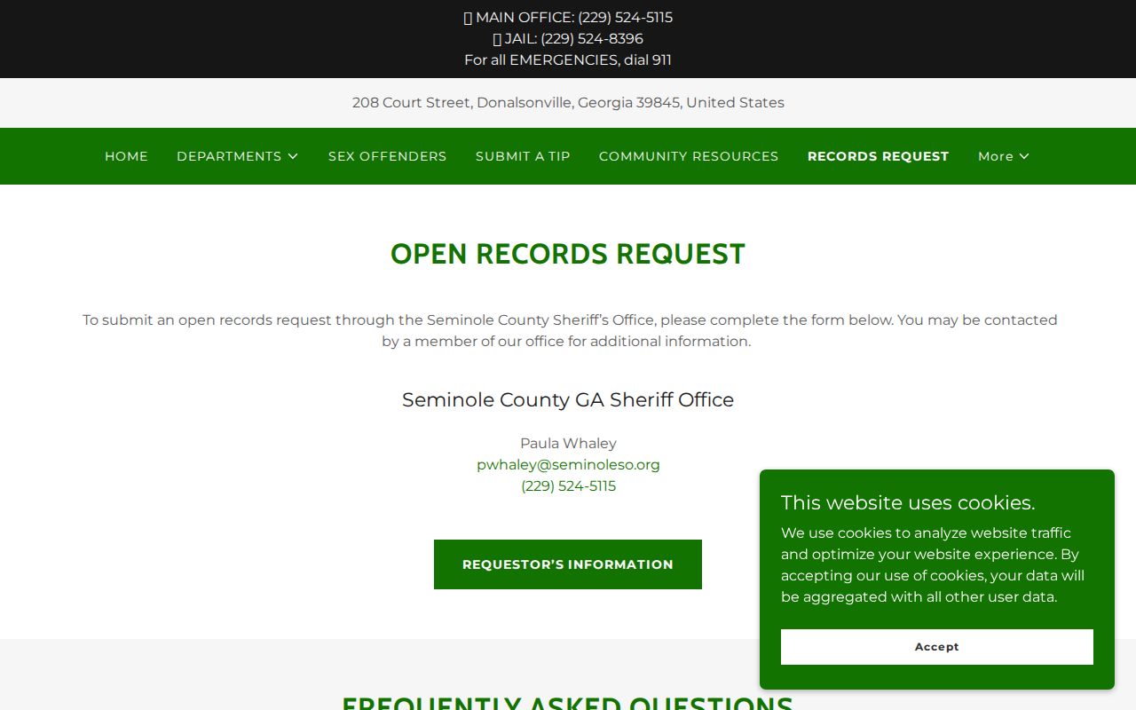 Seminole County Sheriff's Open Records Request form
