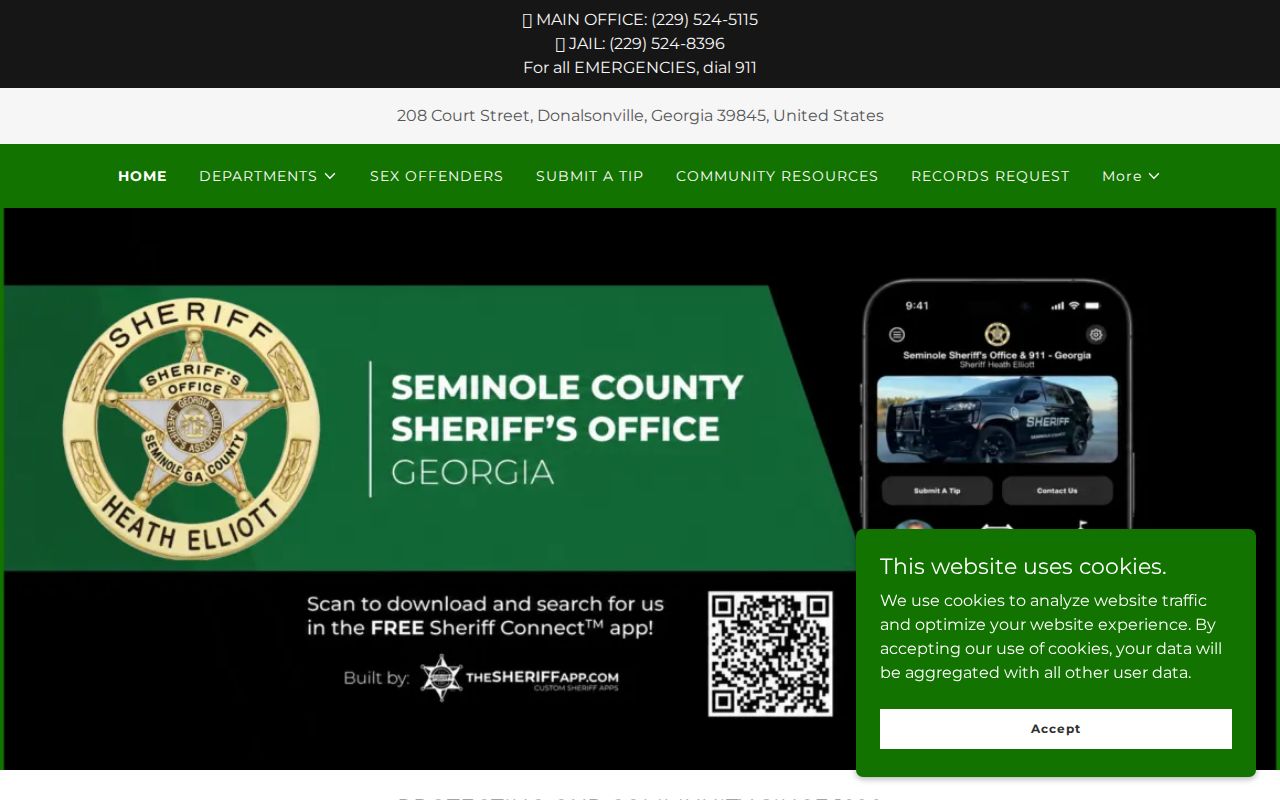 Seminole County Sheriff's Office official landing page and contact information